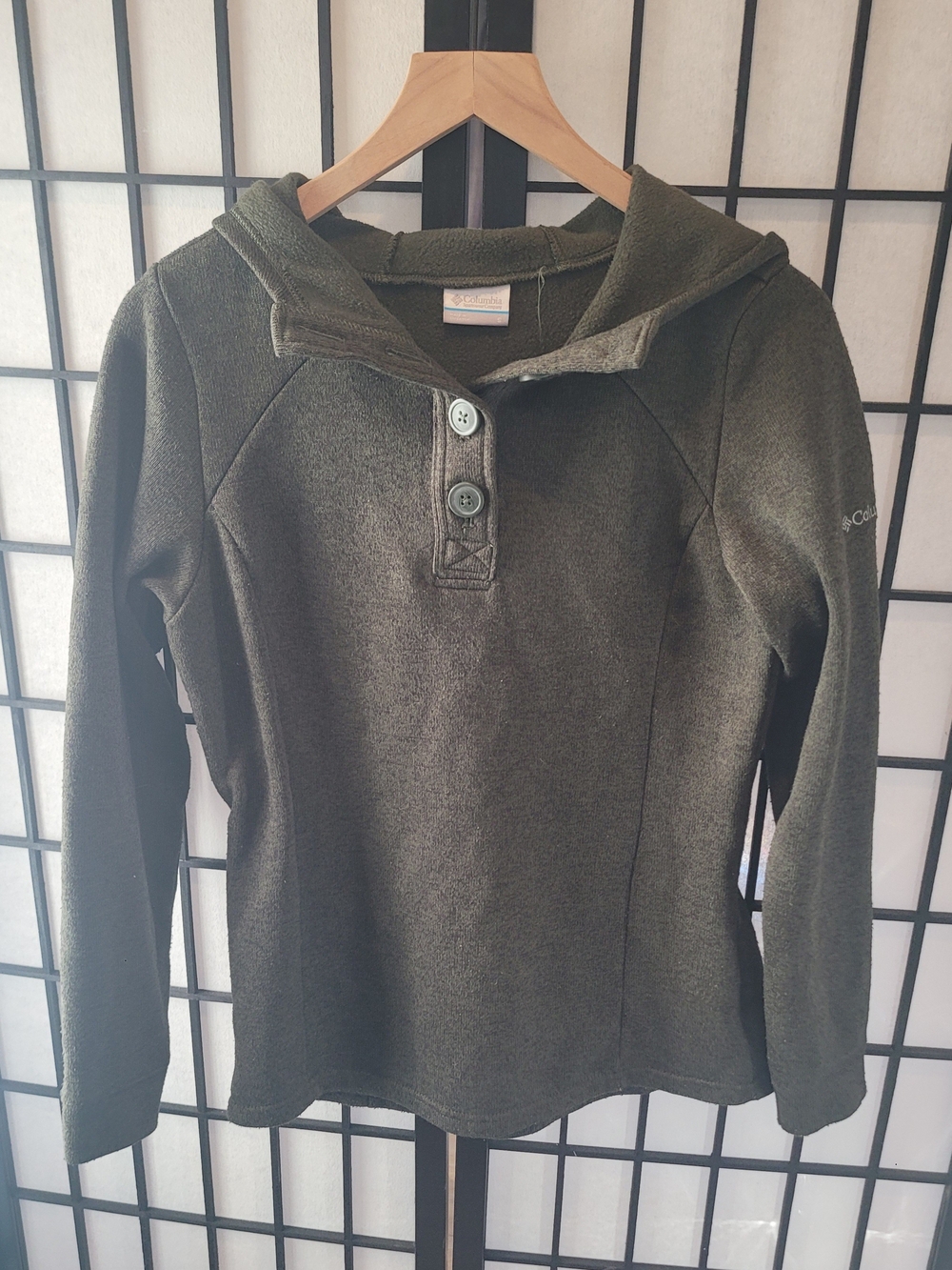 Columbia Olive Green Hooded Fleece Pullover